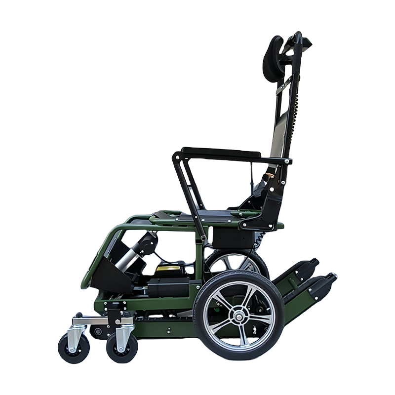 How does the fully automatic stair climbing wheelchair ensure the safety and comfort of users during the stair climbing process?